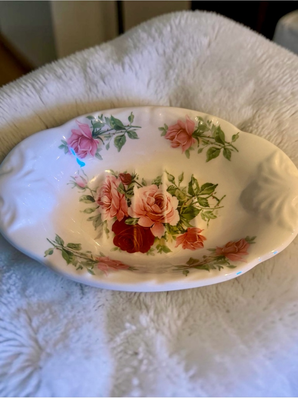 Vintage Kernewek Goonhavern Stoneware Soap Dish ROSES England